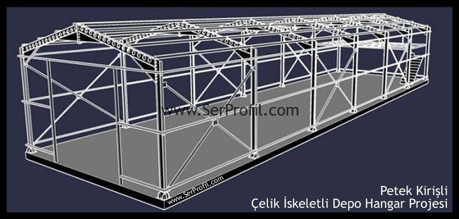 Petek Kirişli Çelik İskeletli Depo Hangar Projesi